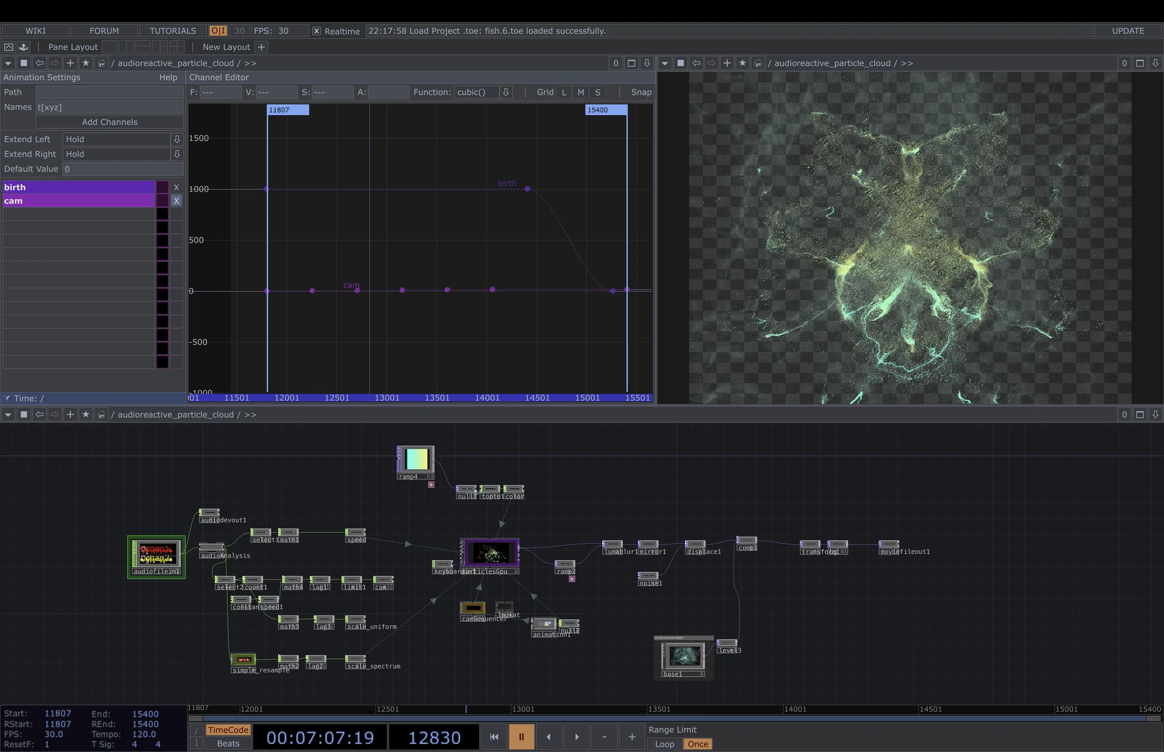 TouchDesigner — 魚形粒子